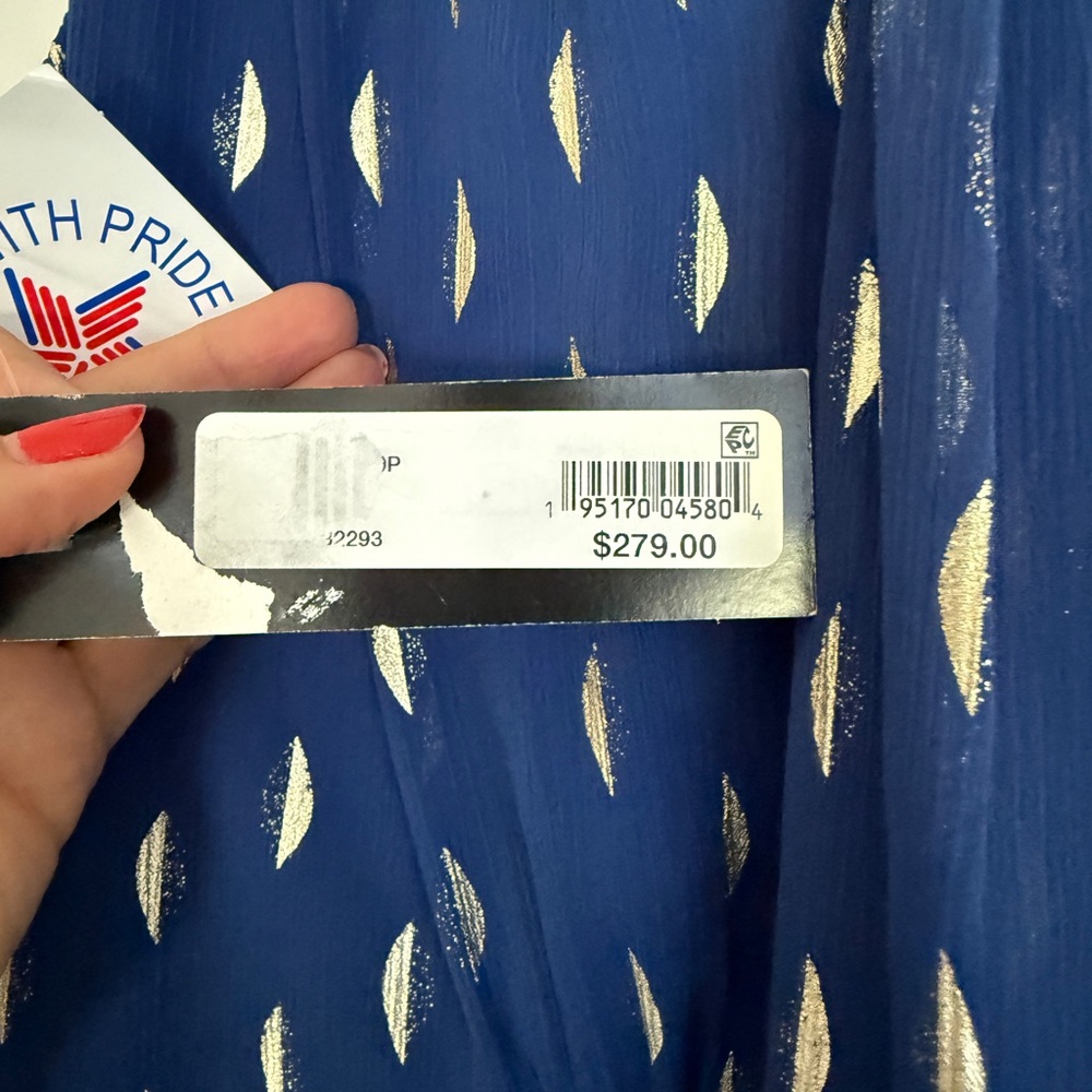 Navy and Gold maxi dress - Sz 10p - Picture 11 of 11